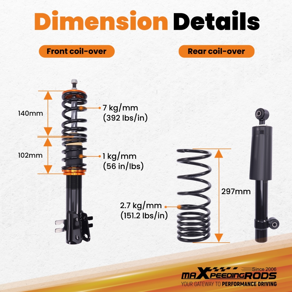 Amortisseurs Combinés Filetés compatible pour Fiat Cinquecento 1992-1998 type 170