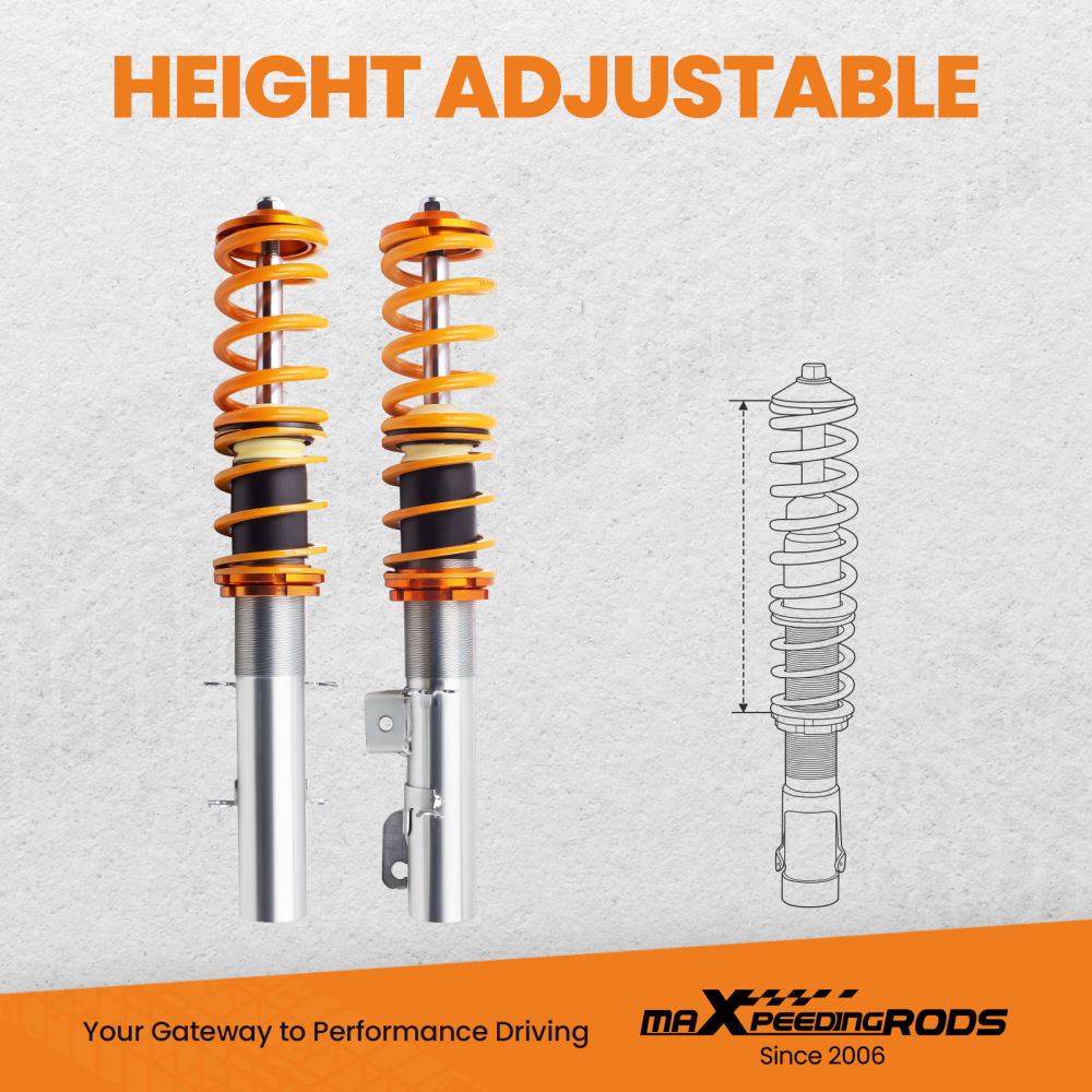 Réglable Amortisseurs combinés filetés compatible pour Audi TT Coupe Roadster 8N 1998-2006kit dabaissement