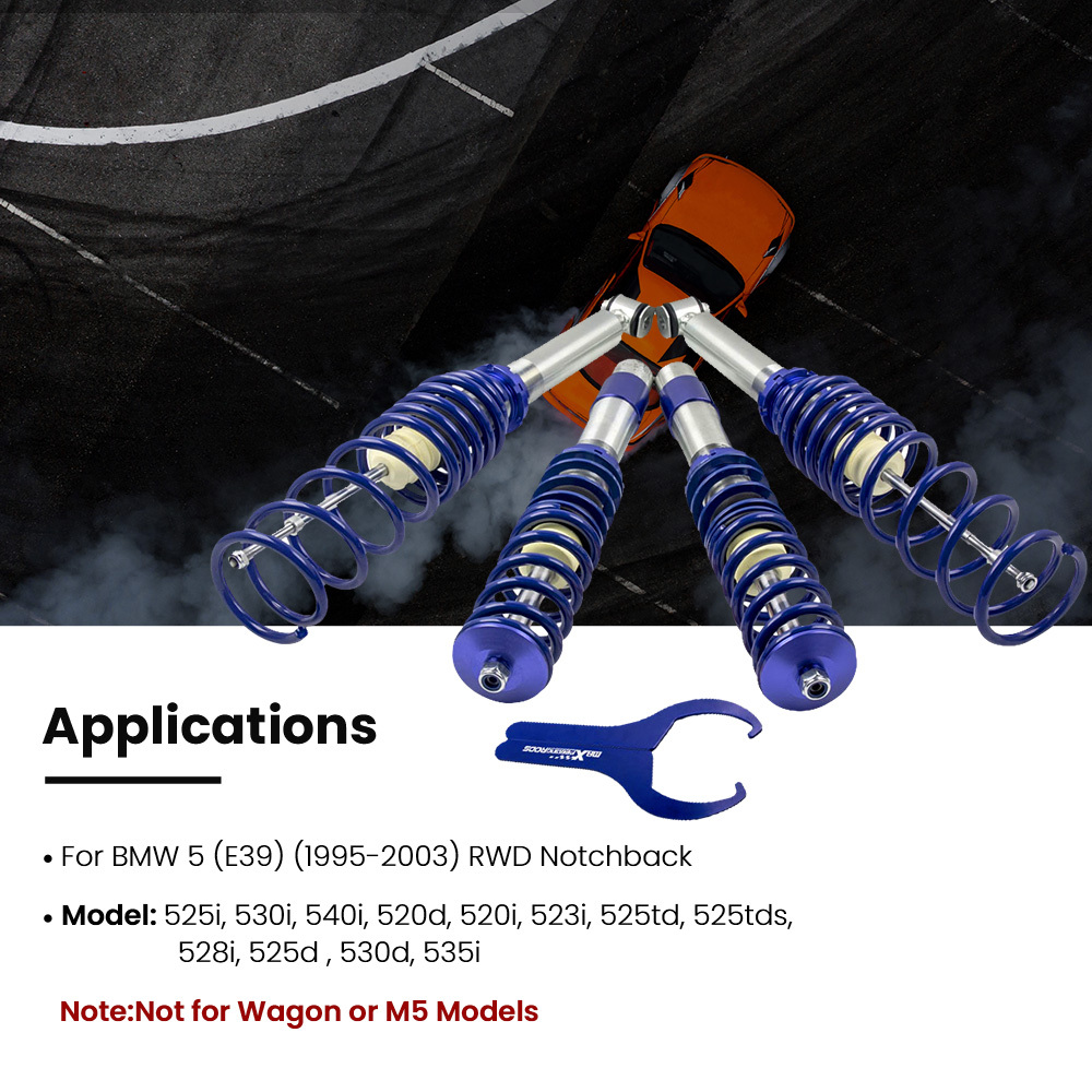 Compatible for BMW E39 5-Series Sedan Street Lowering Coilovers Shocks Struts 1997-2003