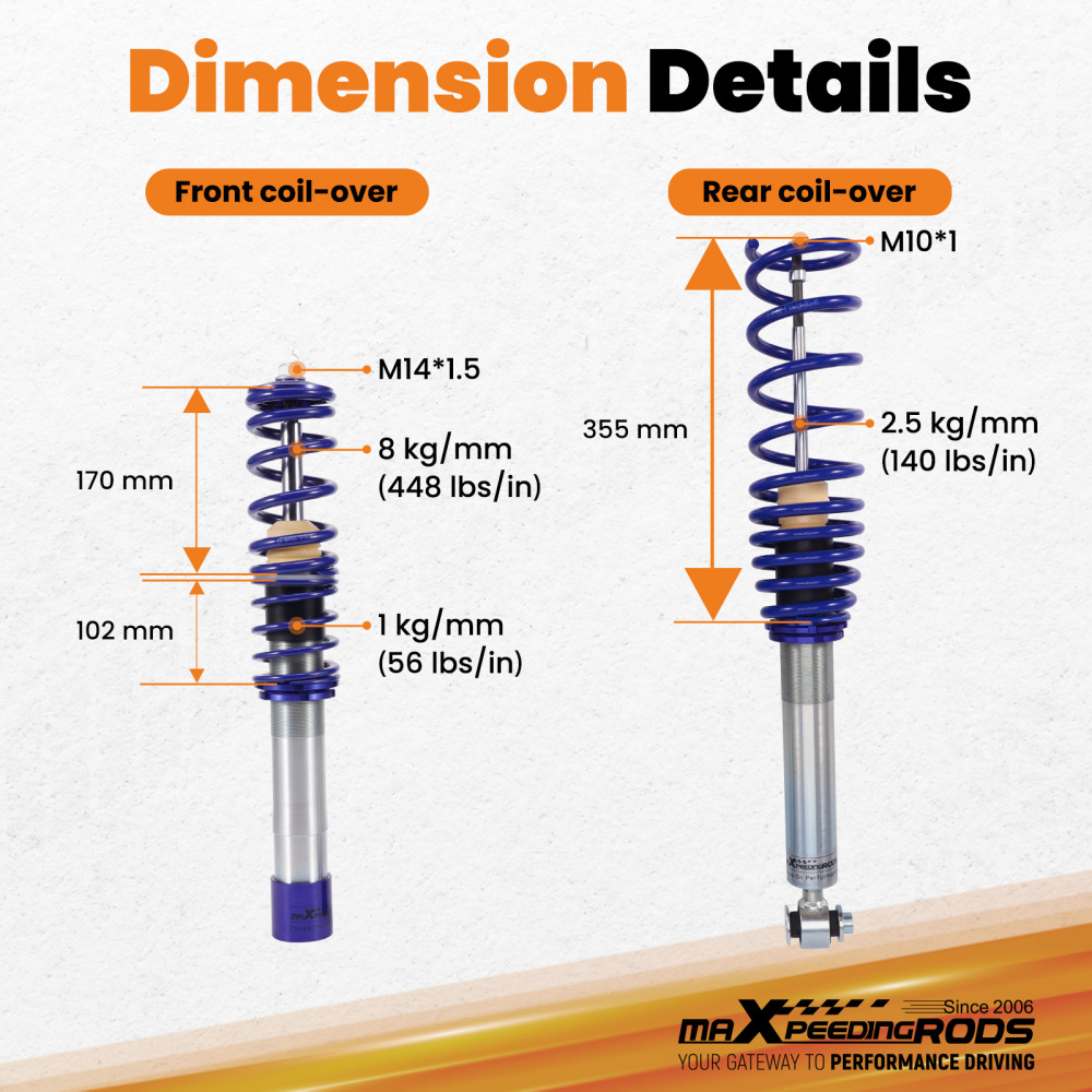 Shock Sospensione Regolabile Coilovers compatibile per BMW Serie 5 E39 520 530 525 528 540 Lowering Kit