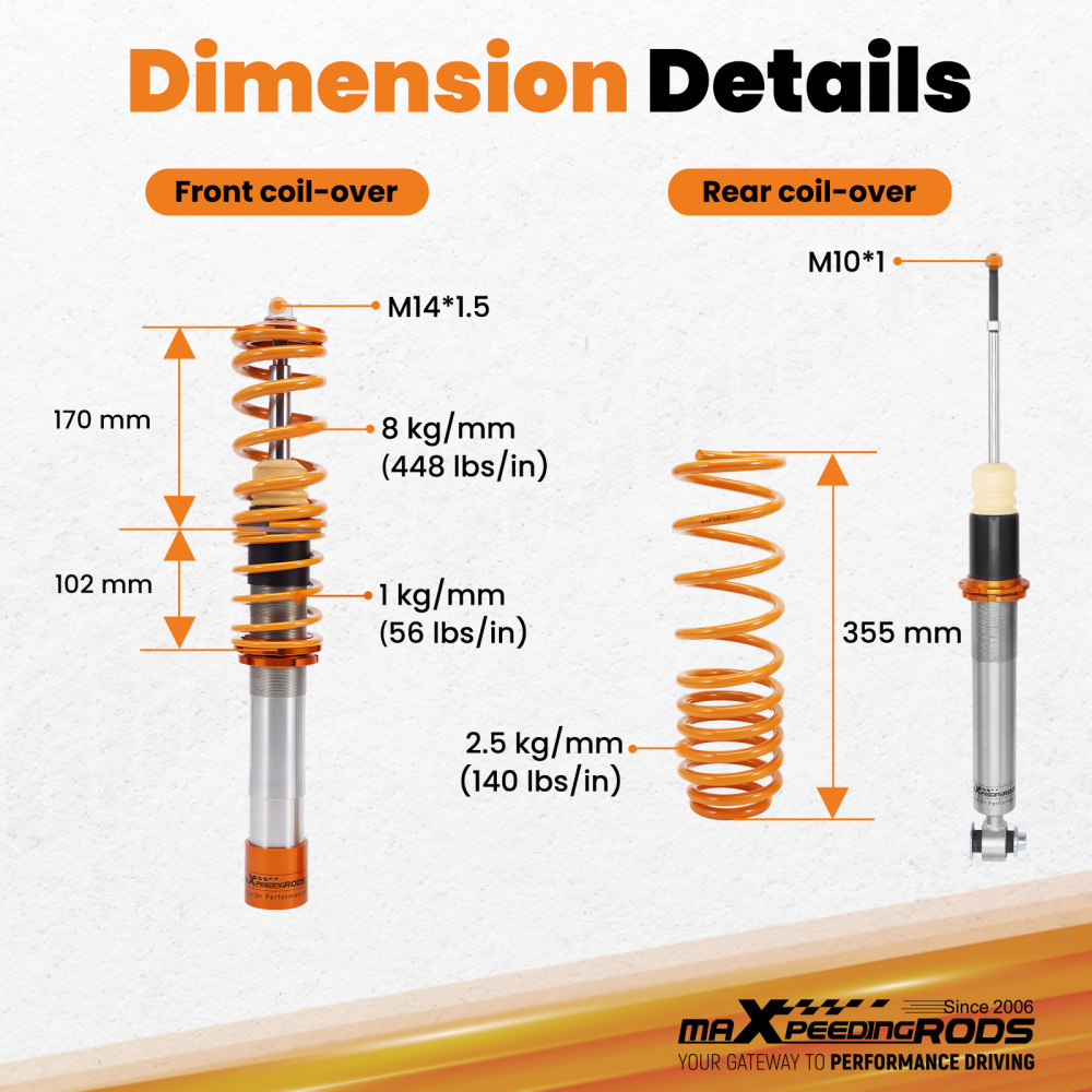 Compatible for BMW 5-Series 97-03 E39 525 528 530 540 NEW Performance Adjustable Coiloverslowering kit