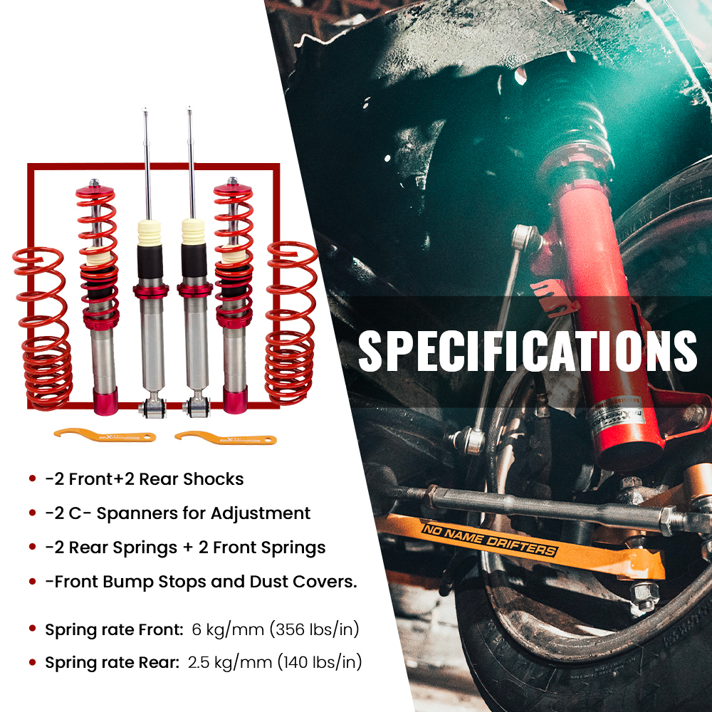 Compatible for Bmw e39 5 Series Sedan530D (1995-2003) Coilovers Shock Sruts Kit  Lowering Kit