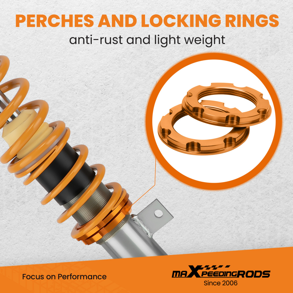 Height Adjustable Coilovers Suspension compatible for Fiat 500 compatible for Ford Ka 2008-2016