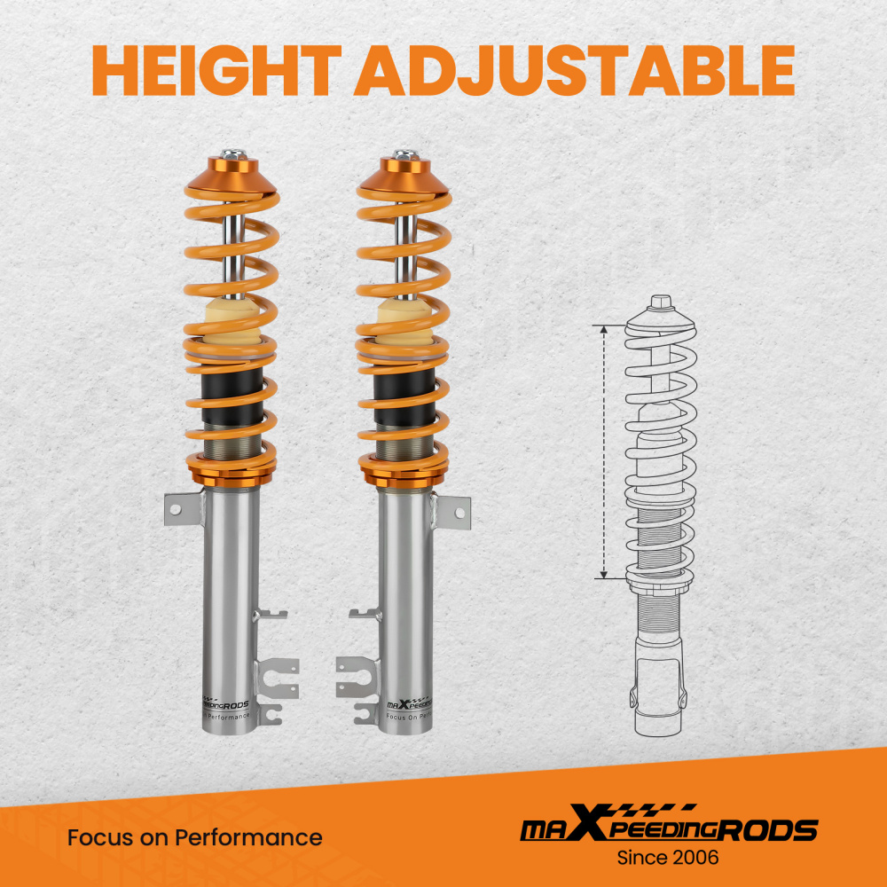 Height Adjustable Coilovers Suspension compatible for Fiat 500 compatible for Ford Ka 2008-2016