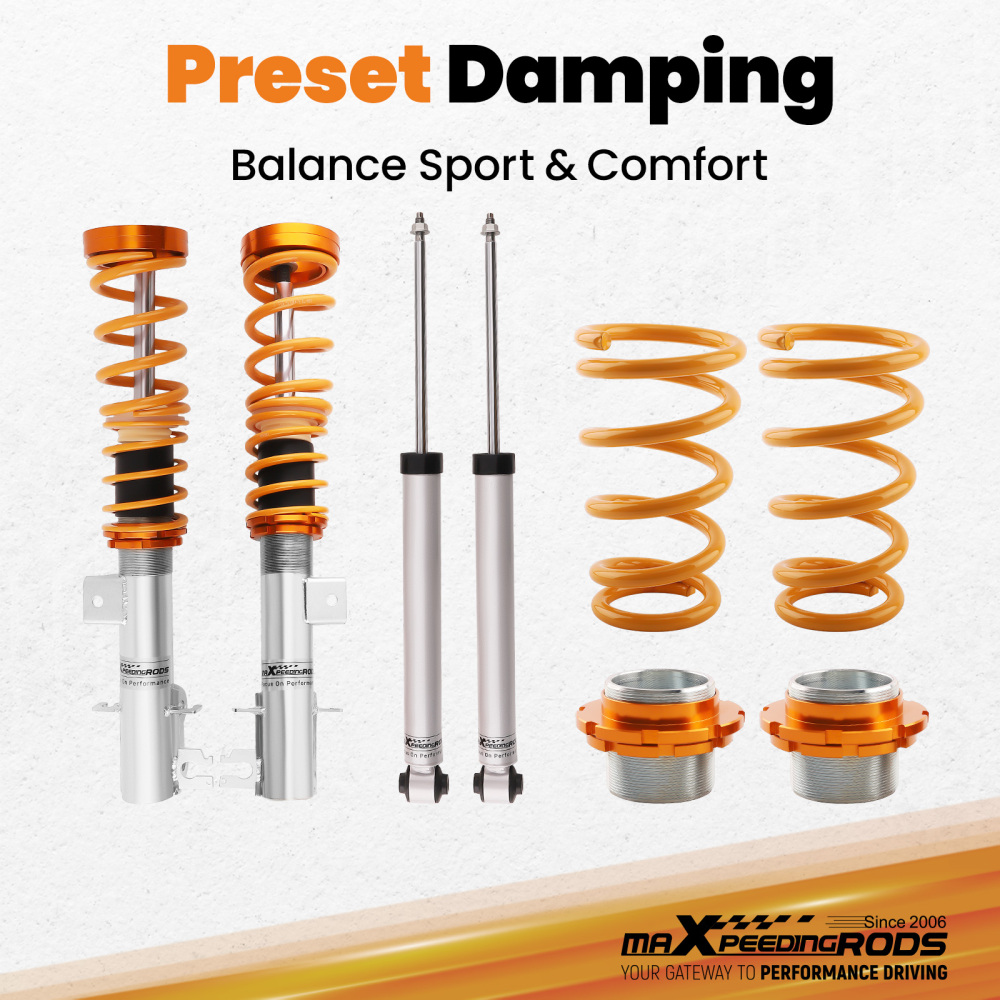 Kit de suspension amortisseurs compatible pour fiat grande punto 199 combinés filetés neufkit d'abaissement