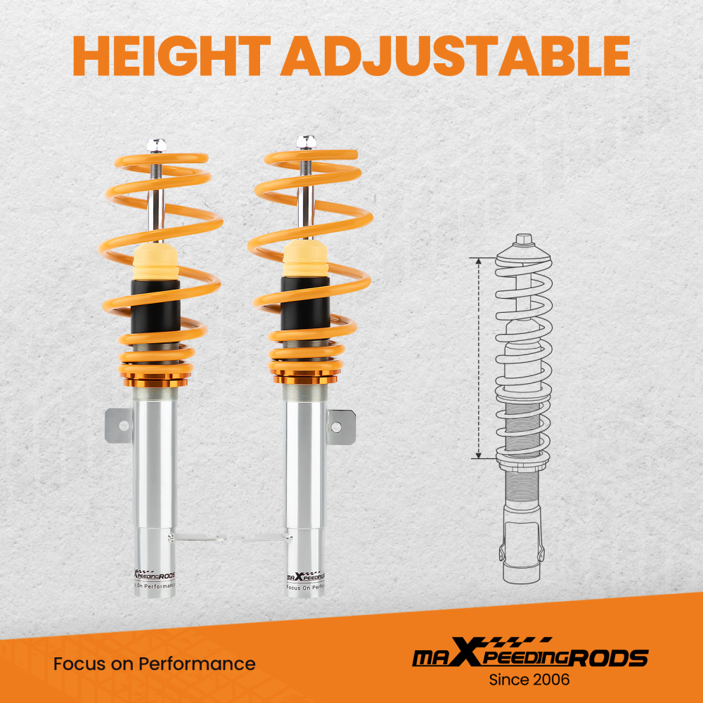 Street Coilovers Compatible for Ford Fiesta Mk6 JD JH 1.6 TDCi 2001 2002 2003 2004-2008. Lowering Kit