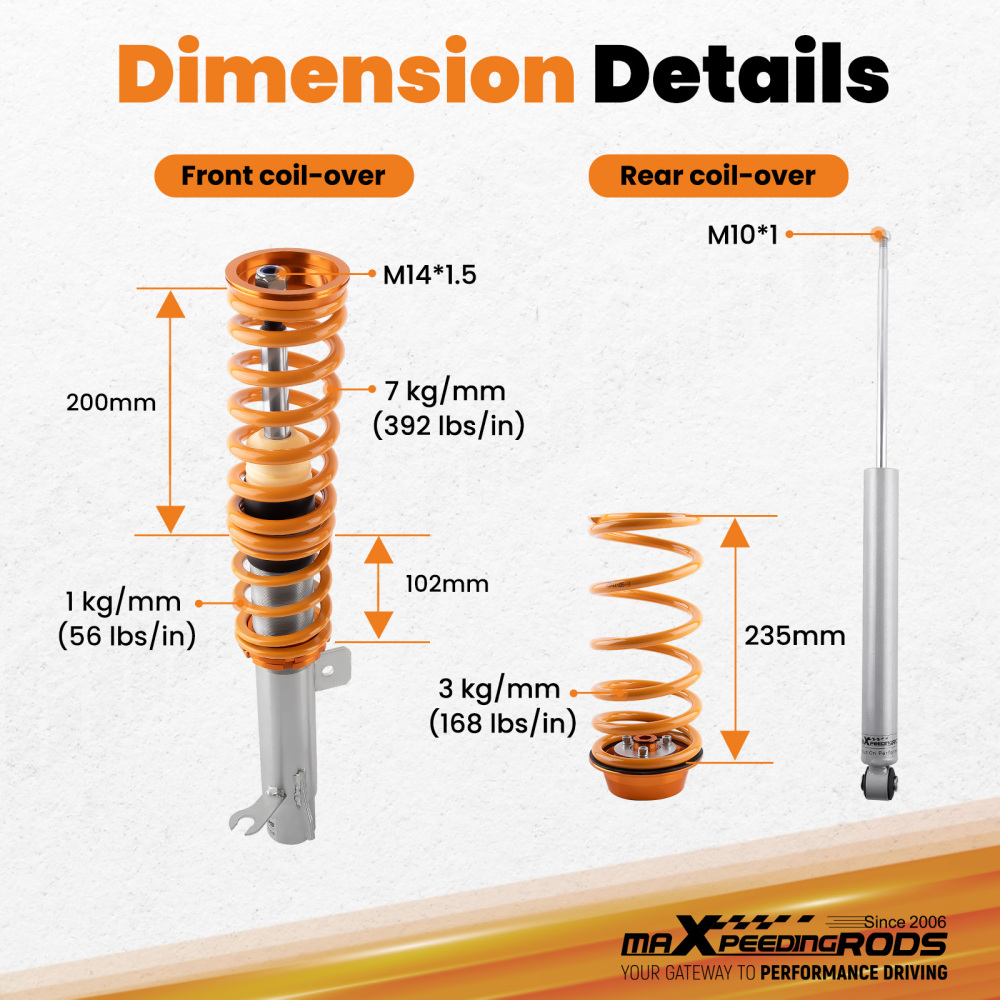 MaXpeedingrods Coilovers Suspension Struts Kit compatible for Ford Focus MK1 1998-2004