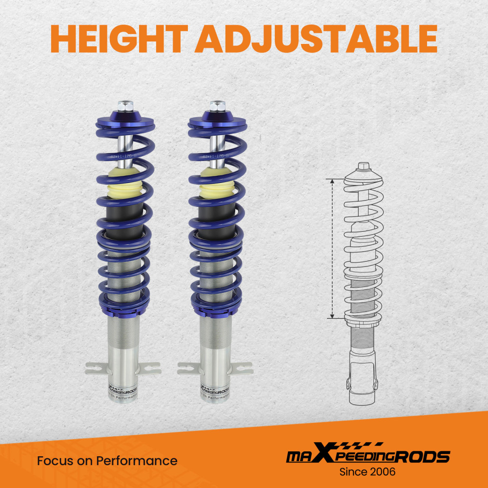 Kit suspension combine filete compatible pour vw golf i 17 scirocco 53 jetta i 16 nouveaukit d'abaissement