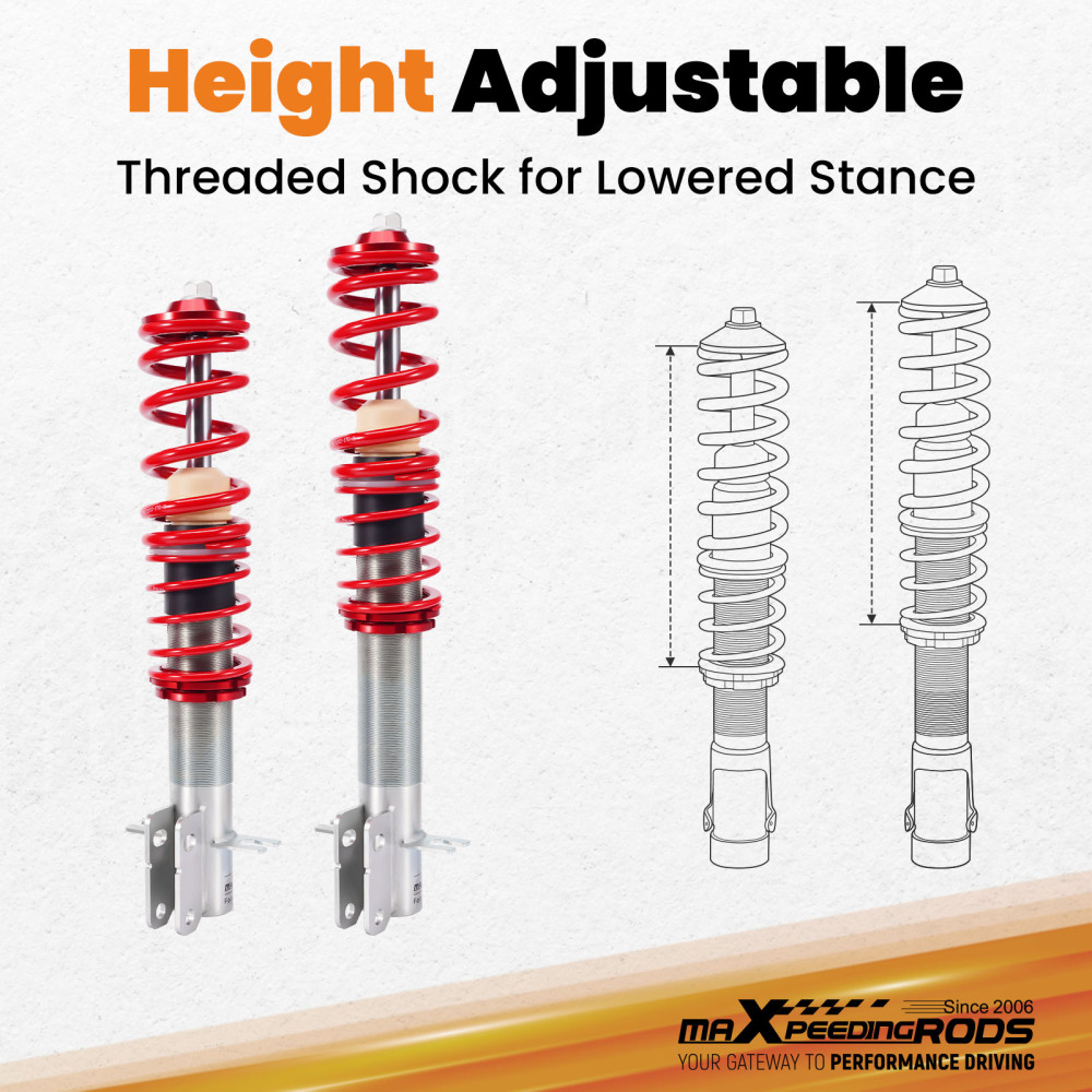 2X Front Coilovers+ 2X Spanners compatible for VW Golf mk1 Scirocco 1975-1984