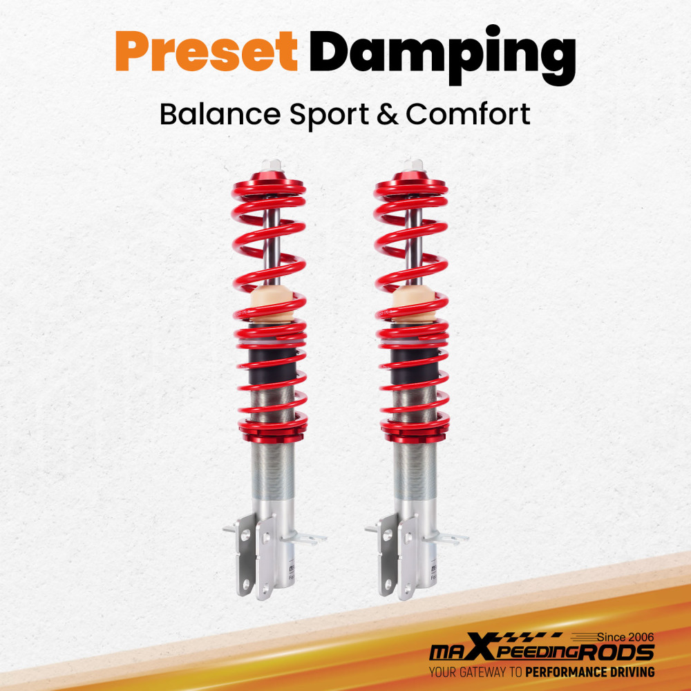 2X Front Coilovers+ 2X Spanners compatible for VW Golf mk1 Scirocco 1975-1984