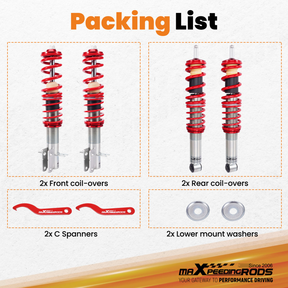 Coilover Sospensione compatibile per VW Golf MK1 inkl Cabrio 1979-84 Suspension Shock Lowering Kit
