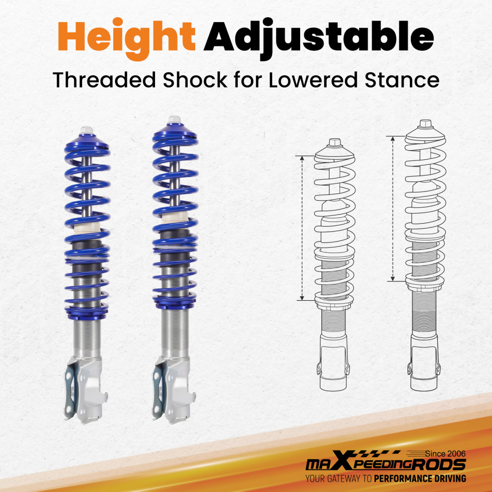 Amortisseurs Combines Filetes compatible pour VW Golf 2 Golf 3 1985-2000 Jetta  Suspensions