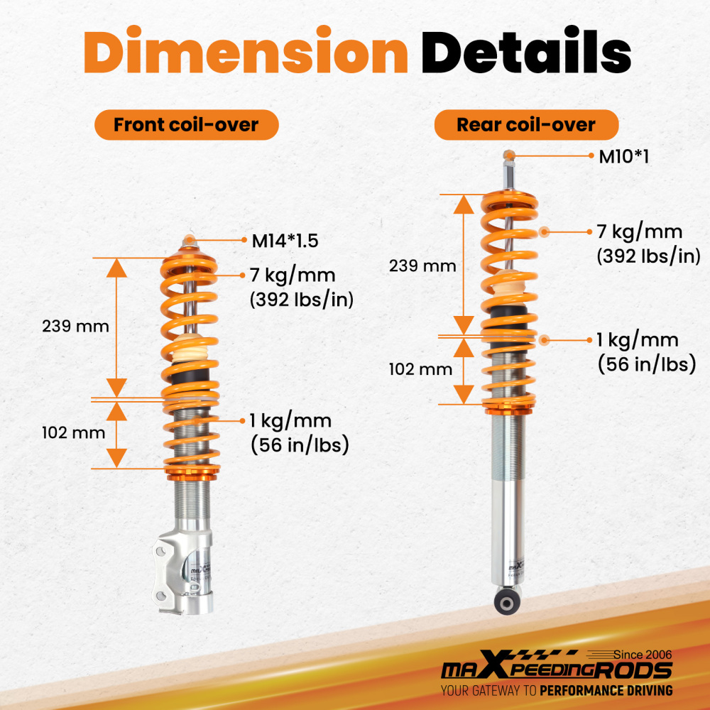 Compatible for VW Golf 2 MK2 MK3 MK4 Vento Corrado Shock Absorber Coilovers Struts Lowering Kit