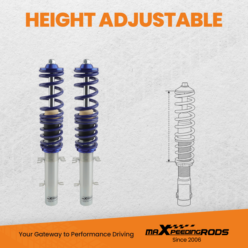 Adjustable Coilovers Absoeber Springs compatible for VW Golf MK4 2WD only A4 1998-2005 Lowering Kit