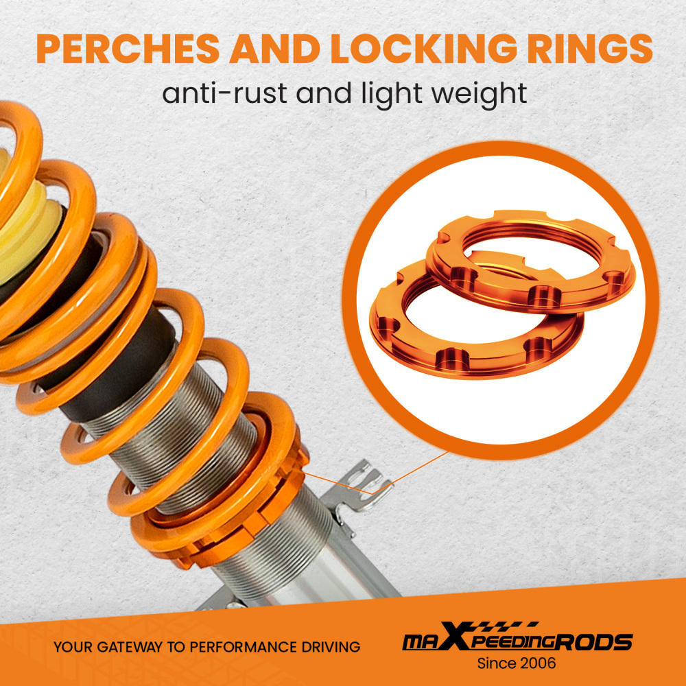 Compatible for VW Volkswagen Golf MK4 1J Adjustable Suspension Strut Springs Kit Coilovers Lowering Kit