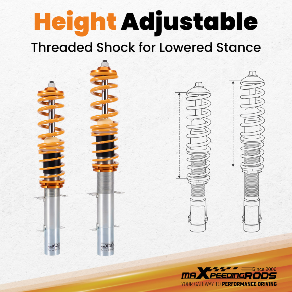 Compatible for VW Golf Mk4 1.4 1.6 1.8 1.8T 1.9SDi 1.9TDi Coilovers Suspension Struts Kit Lowering Kit