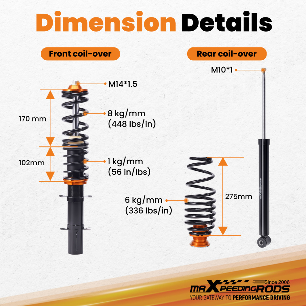 Coilovers Suspension Kit compatible for VW Golf MK4 IV 1.8T GTI TDI 2.3 V5 Bora Saloon