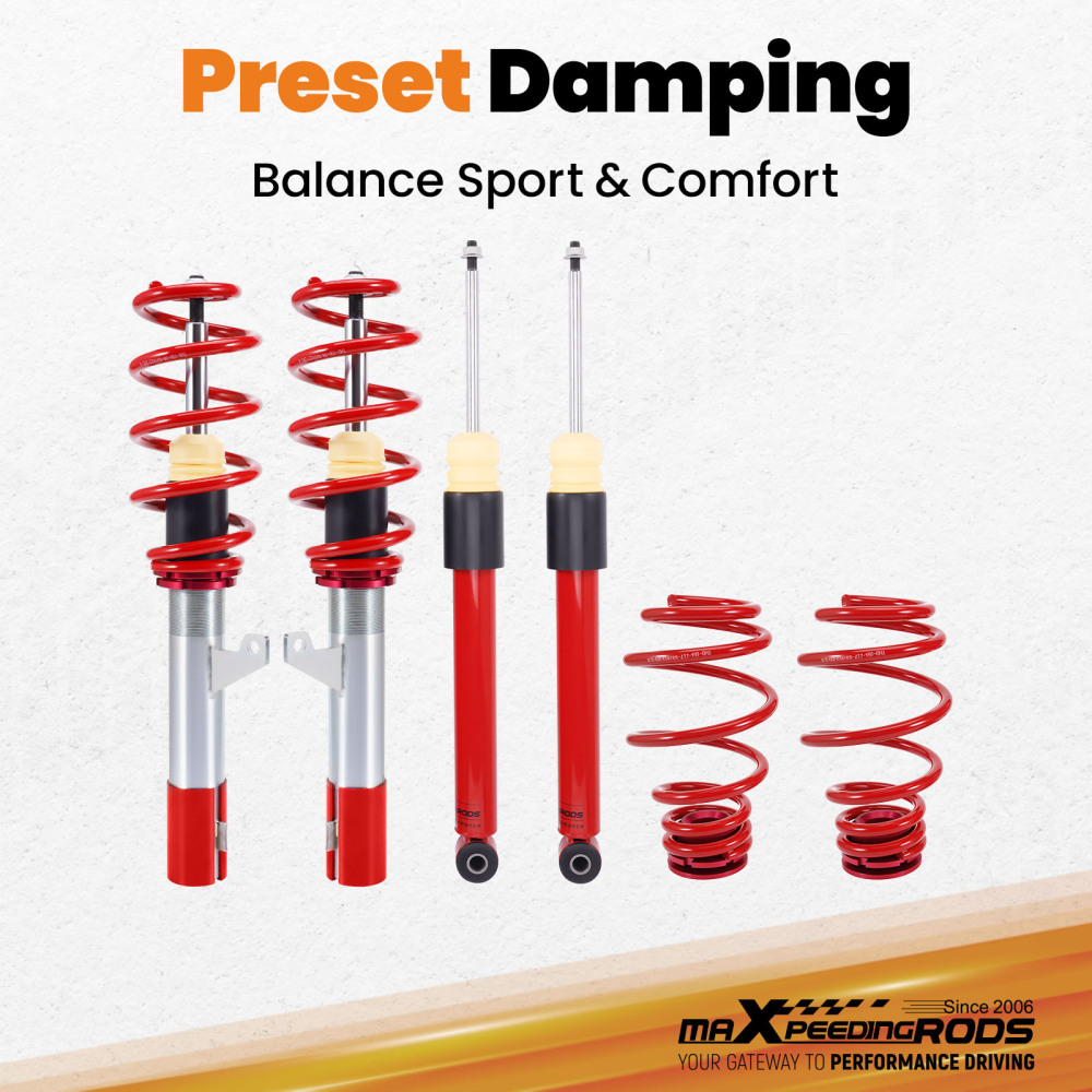 Ammortizzatori Assetto a Ghiera Regolabile compatibile per VW Golf 5 V MK5 2003-08 Coilover