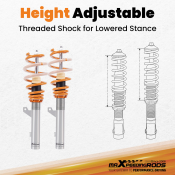 Kit Suspension Combine Fileté Compatible pour VW Golf 8 VIII CD1 compatible pour Audi A3 Sportback 2019-2024