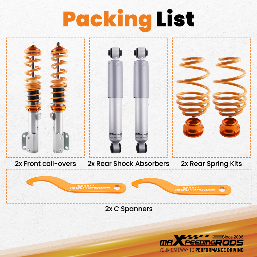 Coilover Adjustable Suspension compatible for Vauxhall / Opel Astra G Mk4 T98 Zafira A lowering kit