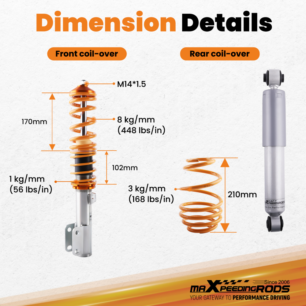 Coilover Adjustable Suspension compatible for Vauxhall / Opel Astra G Mk4 T98 Zafira A lowering kit