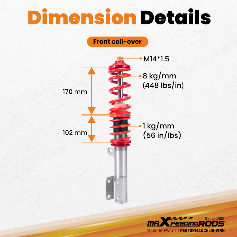 Front Coilovers compatible for Vauxhall Astra Mk4 Astra G 1998-04 Zafira A Shock Springs