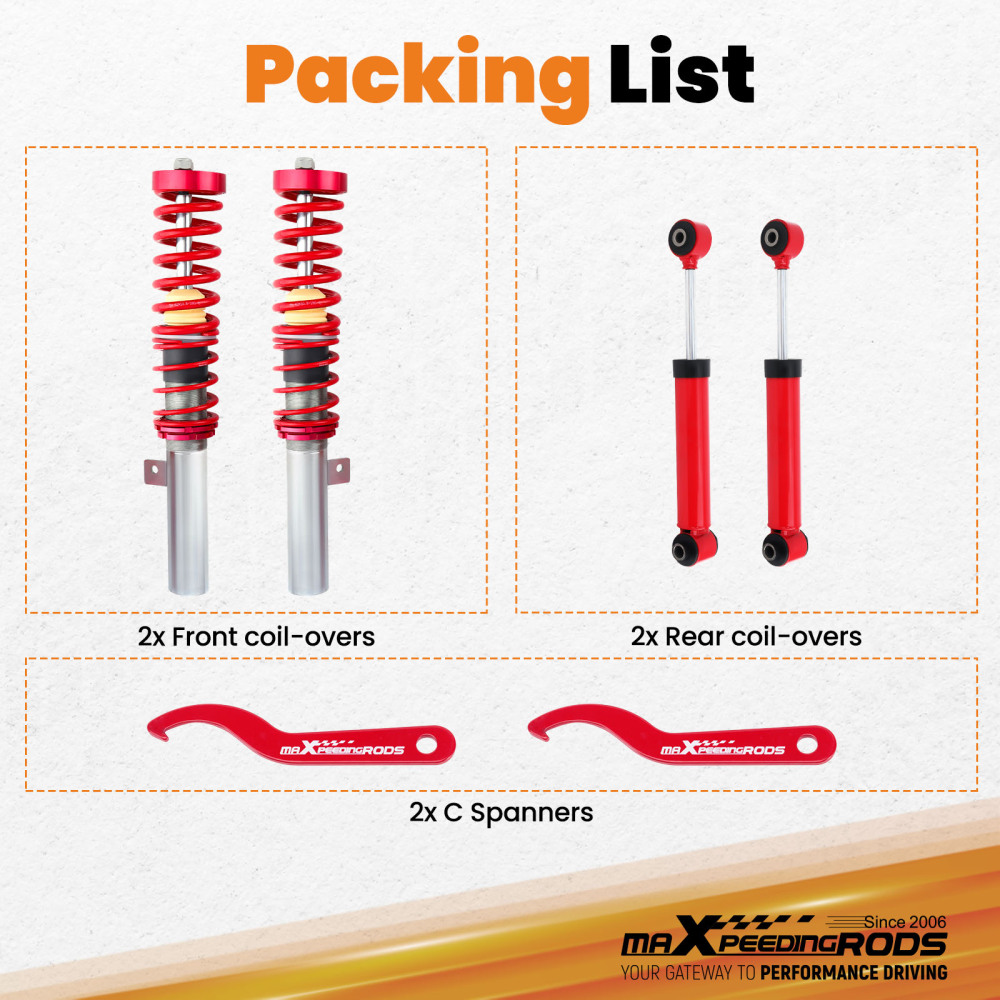 Amortisseurs Combinés Filetés compatible pour Peugeot 206 1998-2012 1.1 1.4 2.0 16V