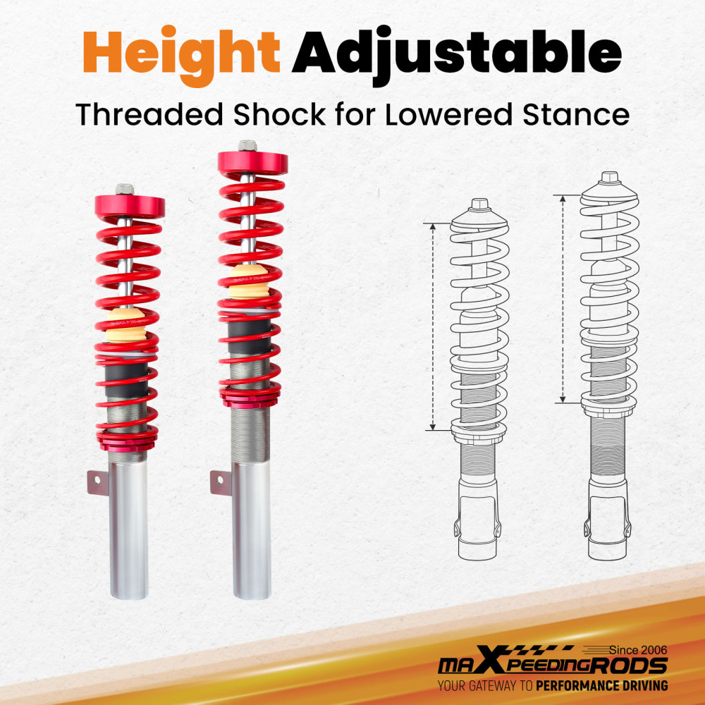 Amortisseurs Combinés Filetés compatible pour Peugeot 206 1998-2012 1.1 1.4 2.0 16V