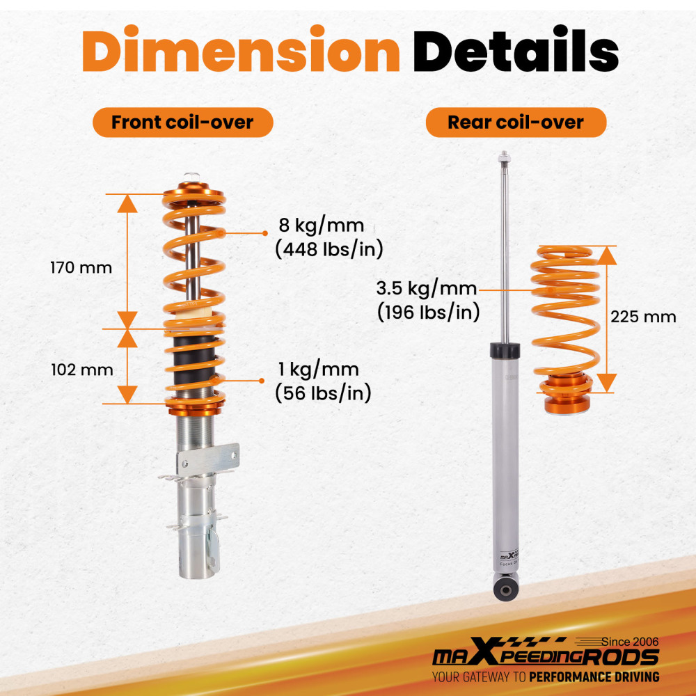 Coilover Coilovers compatible for VW Polo Mk5 6R 6C compatible for Seat Ibiza 6P8 6J8 Coil Shock Absorber