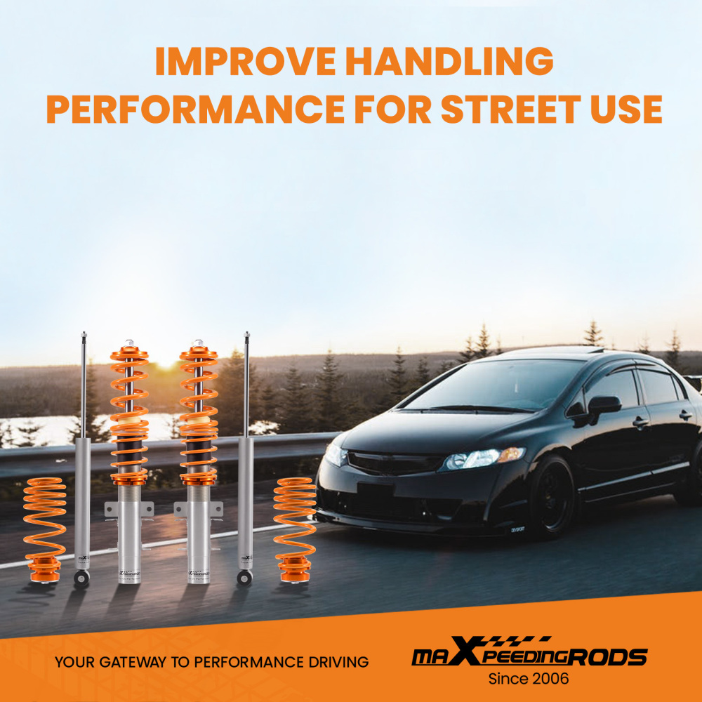 Compatible for VW Polo Mk5 6R compatible for Seat Ibiza 9J compatible for Audi Adjustable Coil Spring Coilover Suspension Kit Lowering Kit