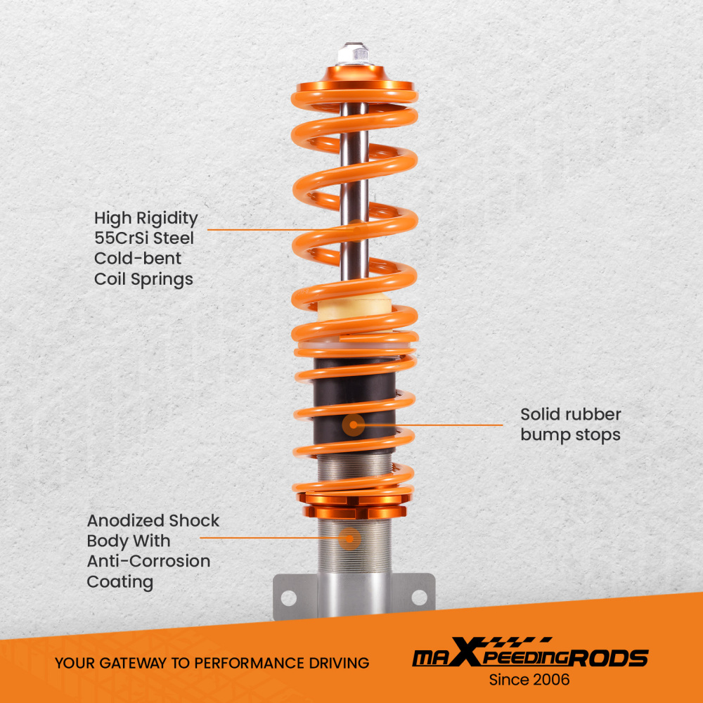 Compatible for VW Polo Mk5 6R compatible for Seat Ibiza 9J compatible for Audi Adjustable Coil Spring Coilover Suspension Kit Lowering Kit