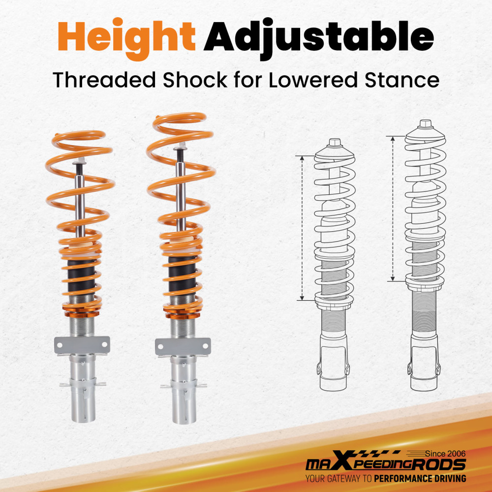 Combinés Filetés compatible pour VW Polo 9N compatible pour Seat Ibiza MK3 02-09 Réglable Suspension Shockkit dabaissement