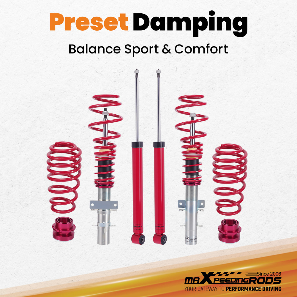 Coil Spring Suspension Absorber Coilovers Kit compatible for Volkswagen POLO MK4 01-14 Lowering Kit