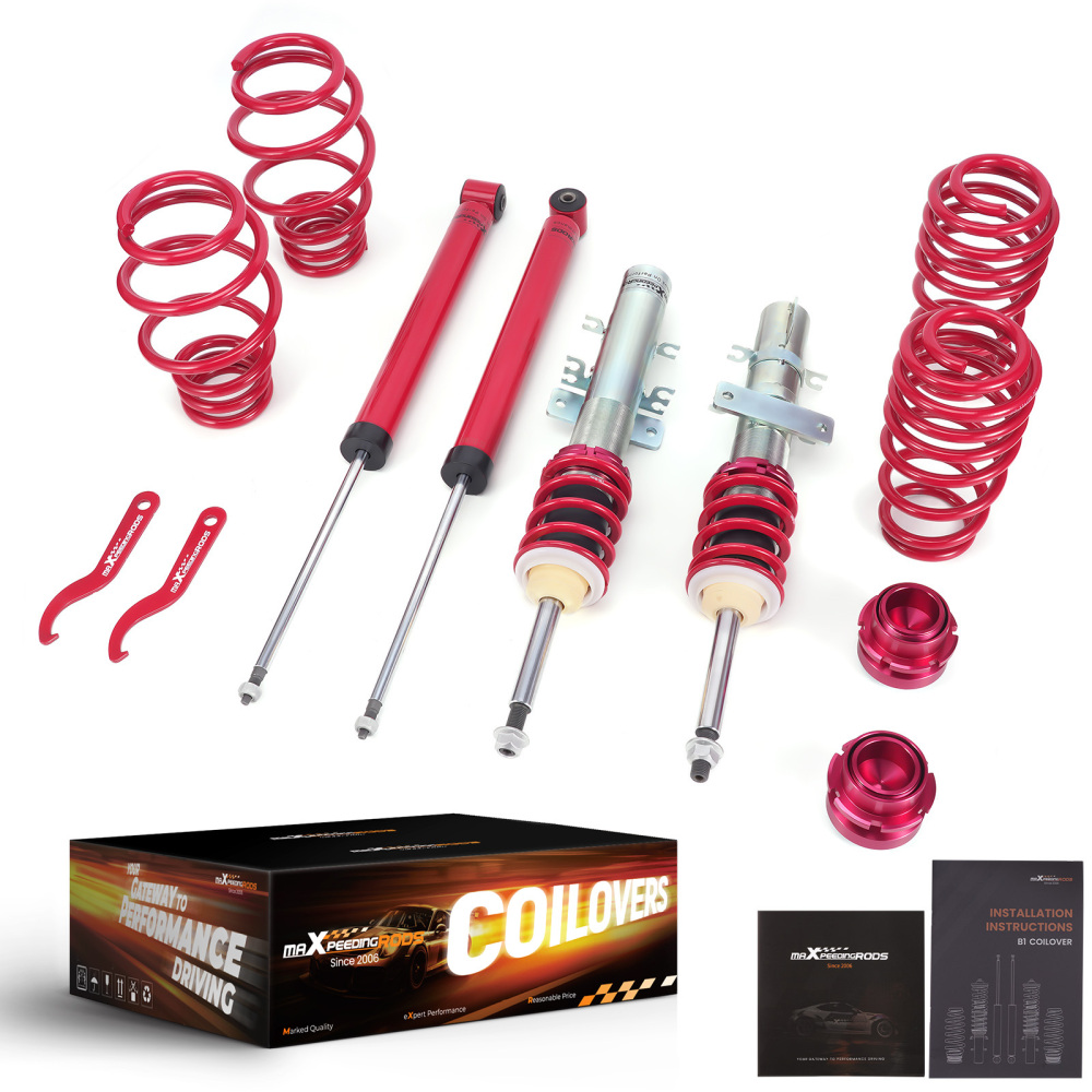 Coil Spring Suspension Absorber Coilovers Kit compatible for Volkswagen POLO MK4 01-14 Lowering Kit