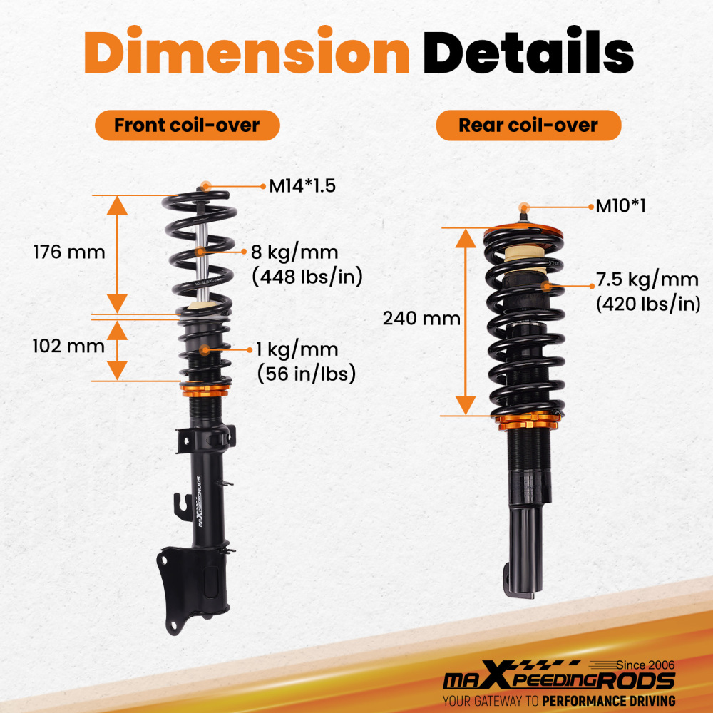 4pcs Coilovers Kit compatible for Alfa Romeo 147 937 00-10 156 (932) 1997-2007 3.2 GTA 1.9