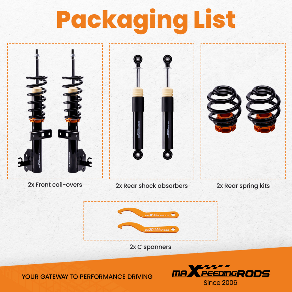 Coilovers Kit compatible for VW Transporter T5 T6 T32 1.9 2.0 2.5 TDi 3.2 V6 2003-2019