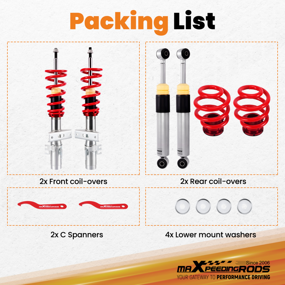 Street Coilovers compatible for VW Transporter T6 T6.1 Van T26 T28 T30 2015-2024 2.0 TDI