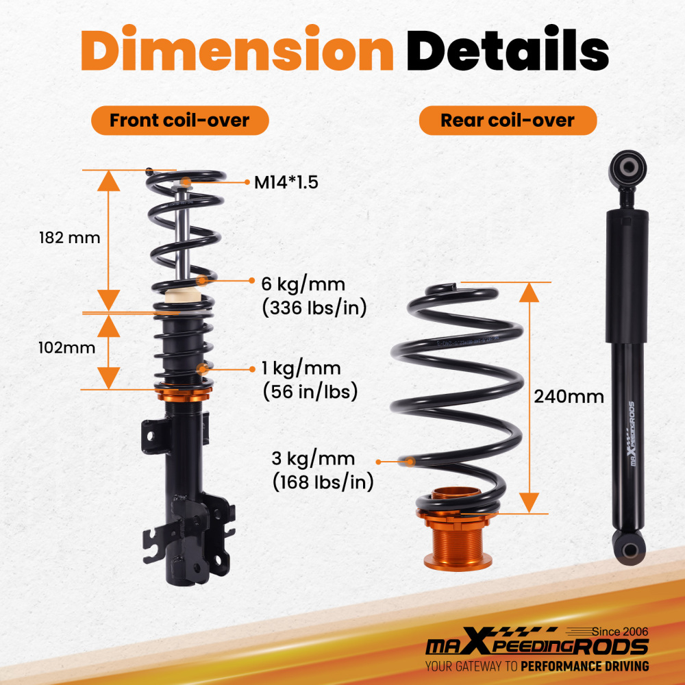 Street Coilovers compatible for Vauxhall Vectra C Saloon Hatch 2WD 2002-2008 CDTI