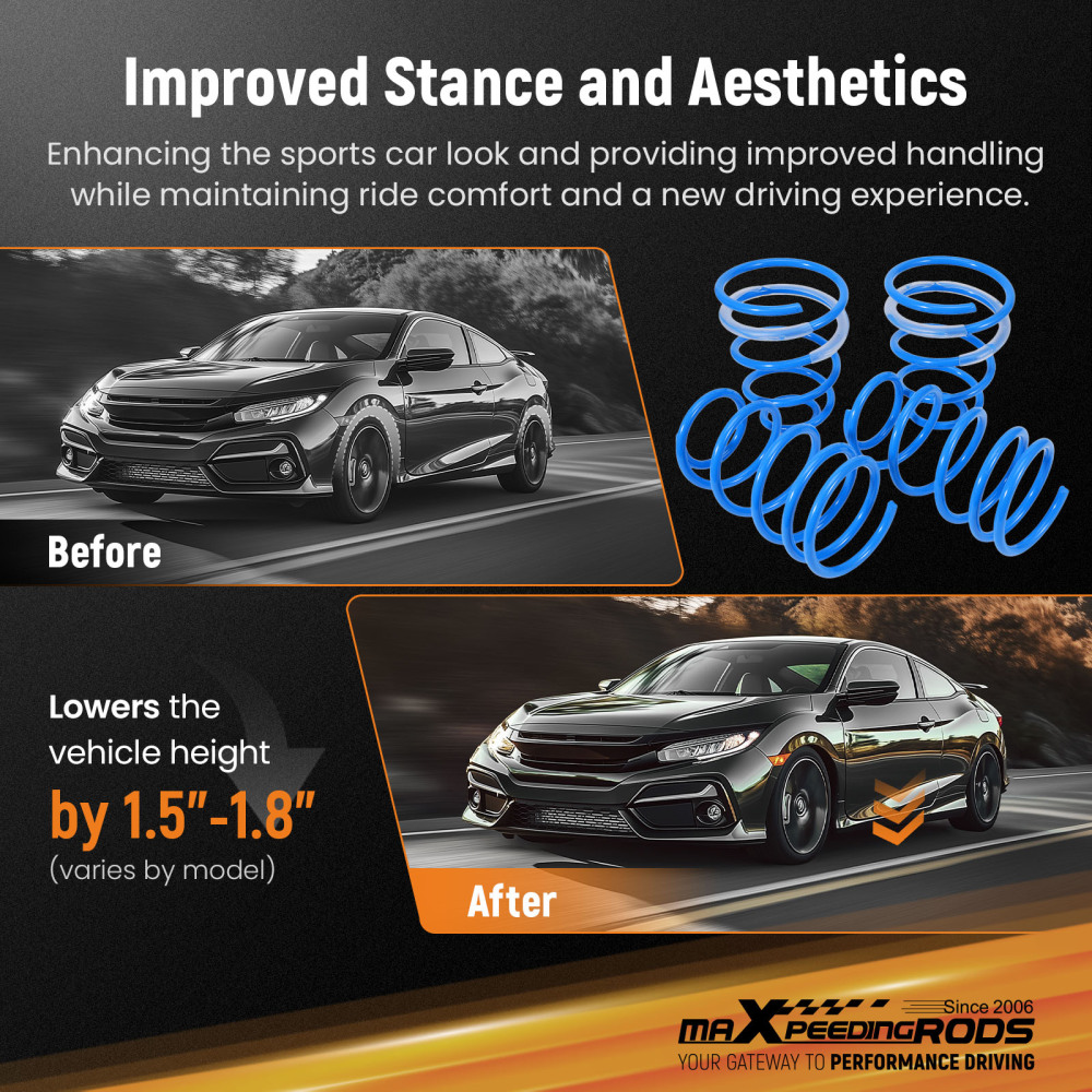 MaXpeedingrods Lowering Springs Kit[1.5F/1.8R] Compatible for Porsche Boxster 1997-2004