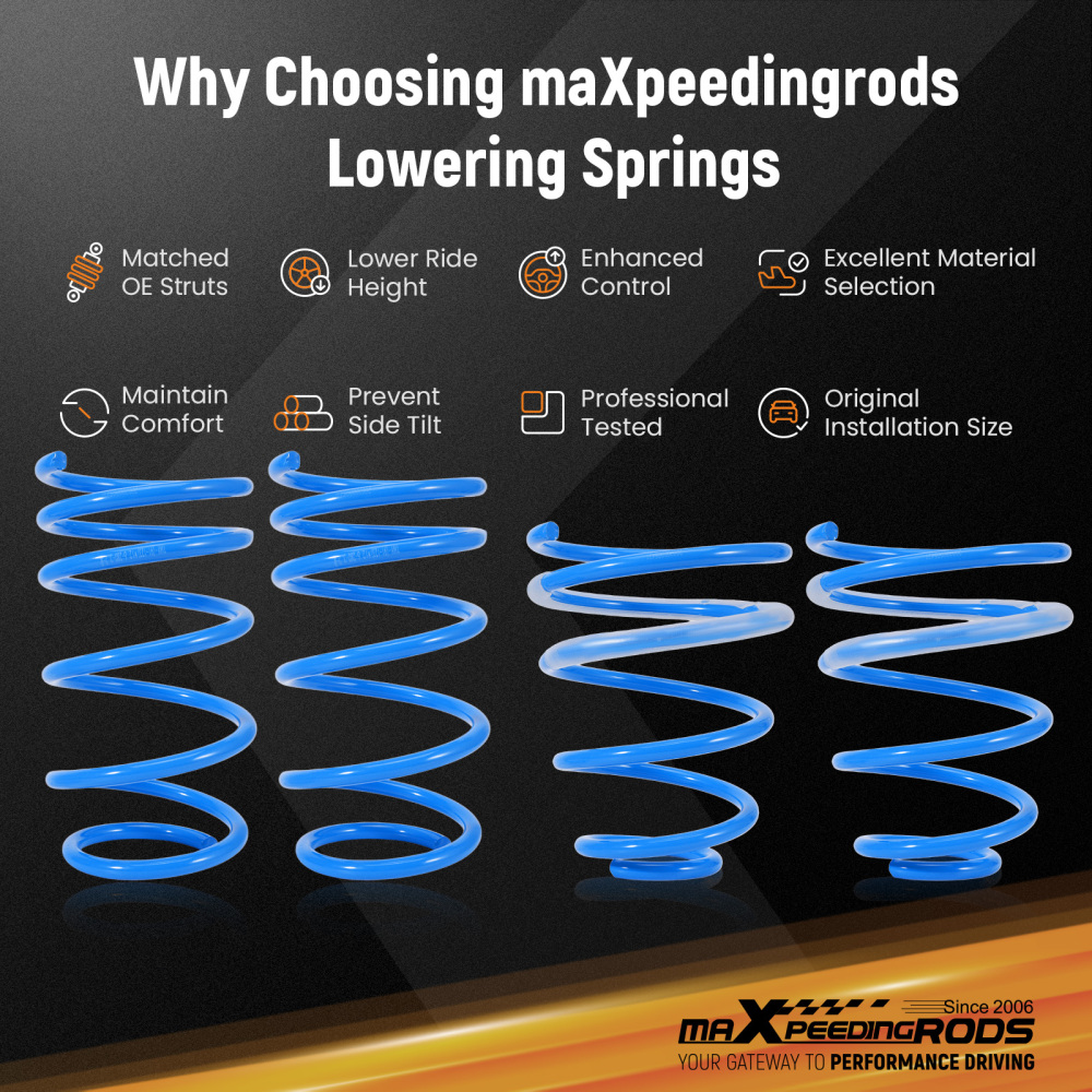 MaXpeedingrods Lowering Springs Kit[1.5F/1.8R] Compatible for Porsche Boxster 1997-2004