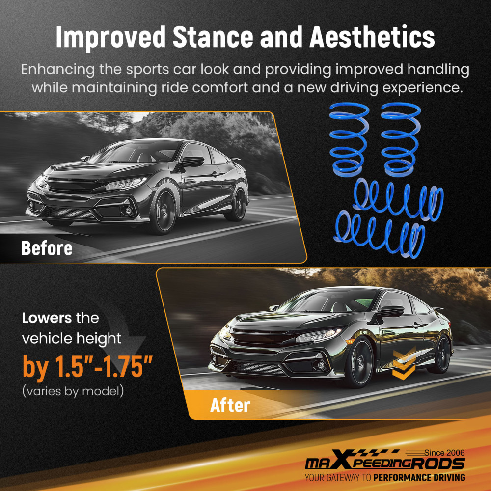 MaXpeedingrods Lowering Springs Kit Drops 1.4 compatible for Chevy Cavalier 95-04