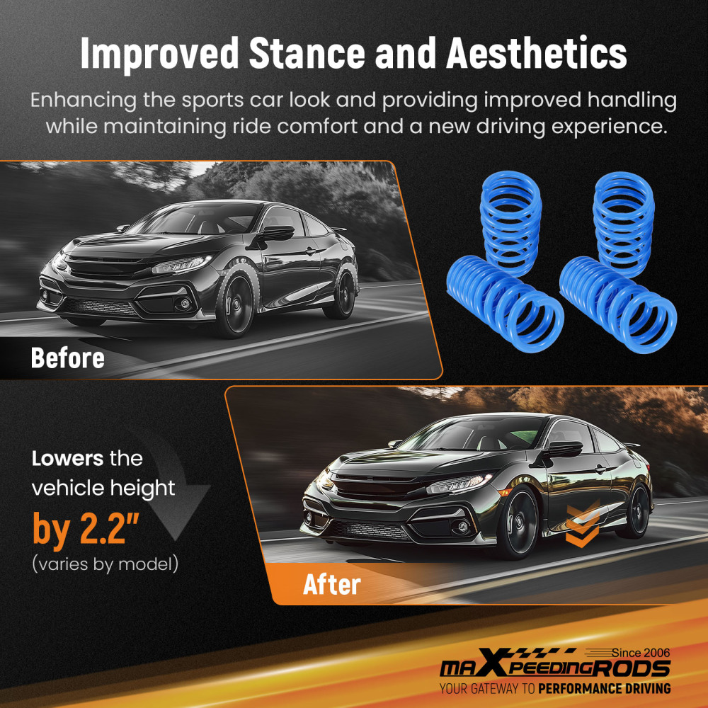 2.2F/2.2R Lowering Coil Springs compatible for Dodge Challenger 2008-2023