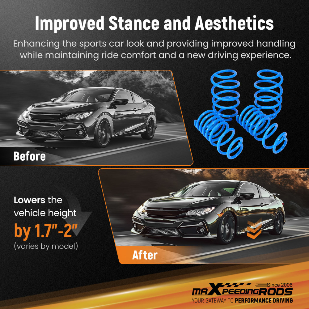 MaXpeedingrods Lowering Springs compatible for Honda Civic 06-11 F 1.97 R 1.97