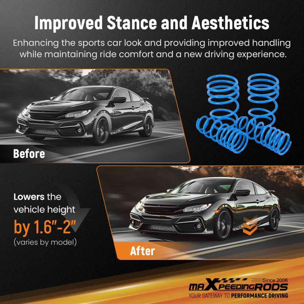 MaXpeedingrods Lowering Sport Springs ForToyota compatible for Corolla FWD 2009-2013