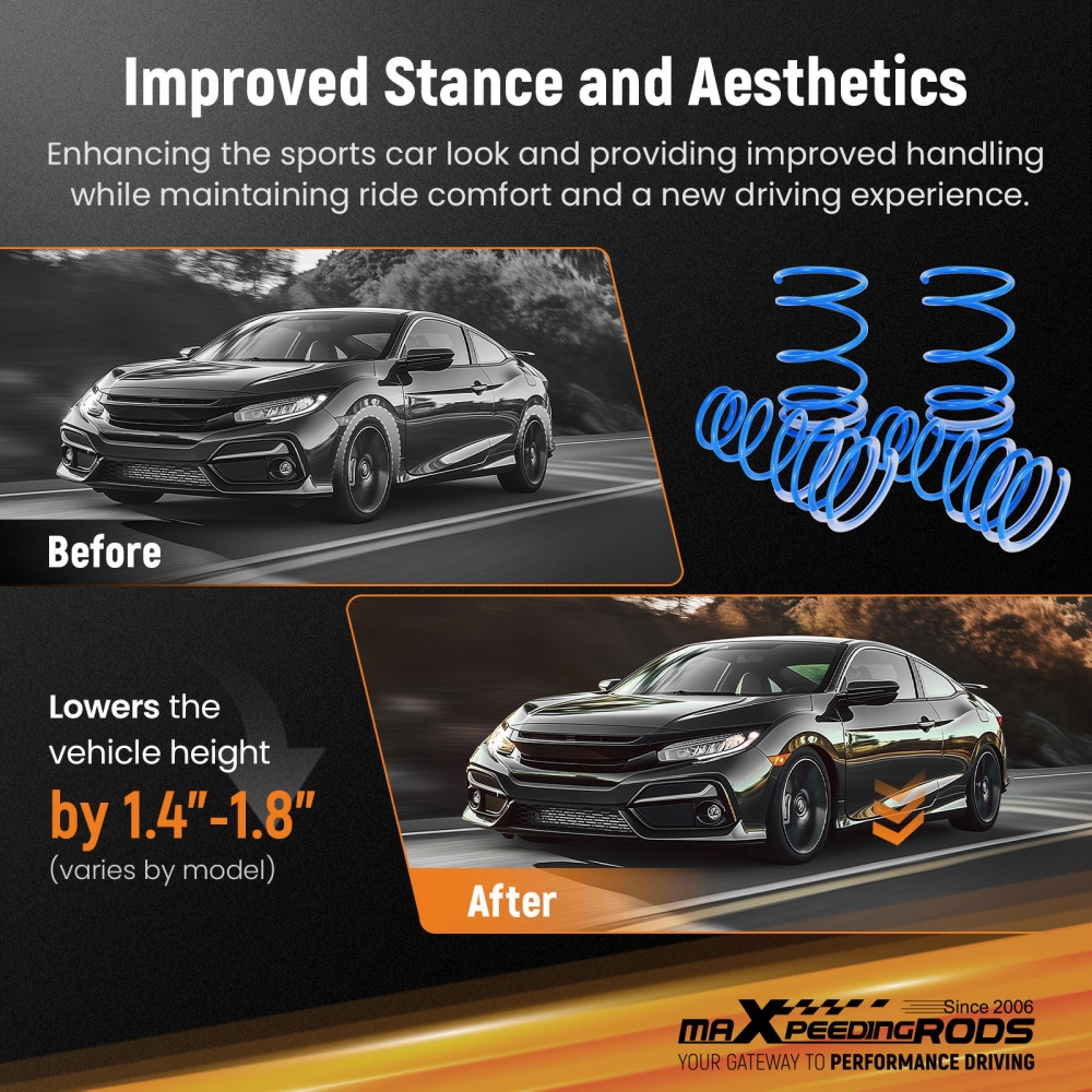 MaXpeedingrods Sport Lowering Springs Kit For 1998-2002 compatible for TOYOTA COROLLA ZZE110