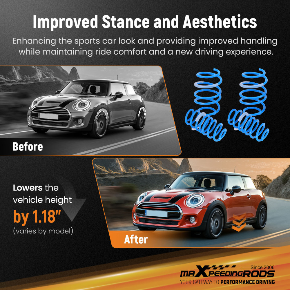 MaXpeedingrods Lowering Springs compatible for Mini Cooper Hatchback (F56) 2014–2025 compatible for FWD