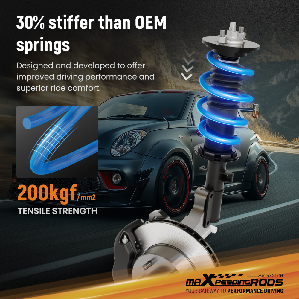 New Lowering Springs maXpeedingrods compatible for Fiat 500 595 695 2008- SAE9254 Springs