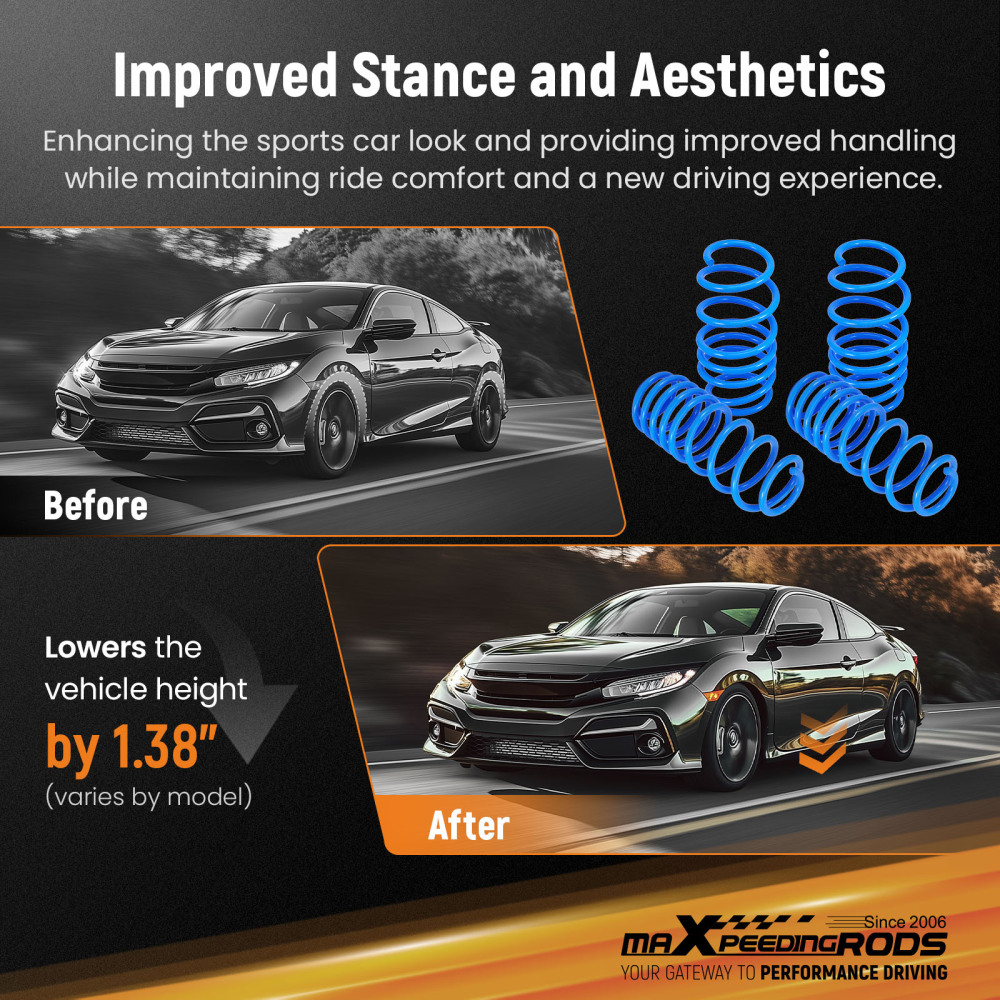 Lowering Springs compatible for Ford Fiesta Mk7 1.0 1.25 1.4 1.5 1.6 35mm Front Rear