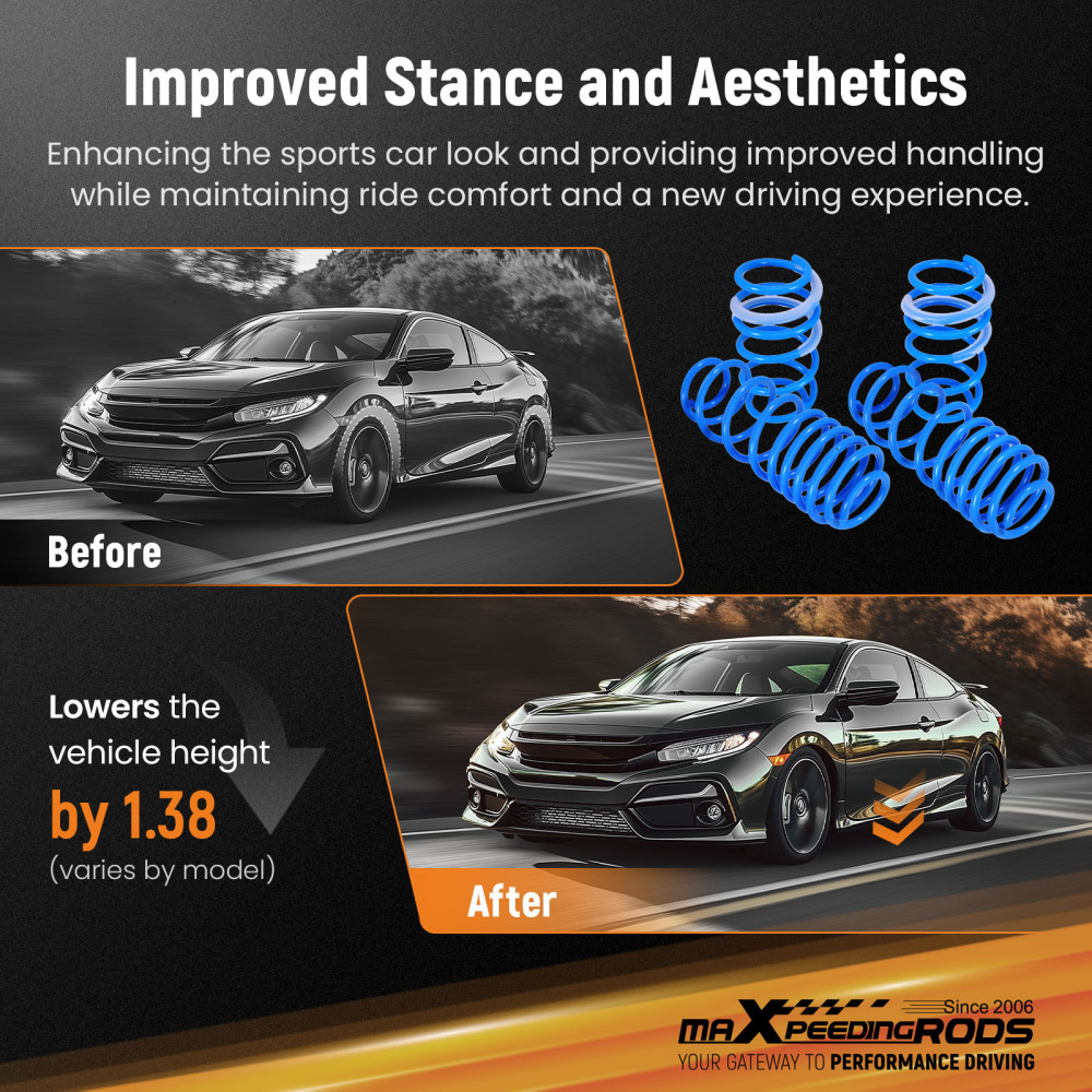 Lowering Springs Kit compatible for Ford Fiesta MK8 HJ, HF 1.5 TDCi 1.1 Ti-VCT 1.0