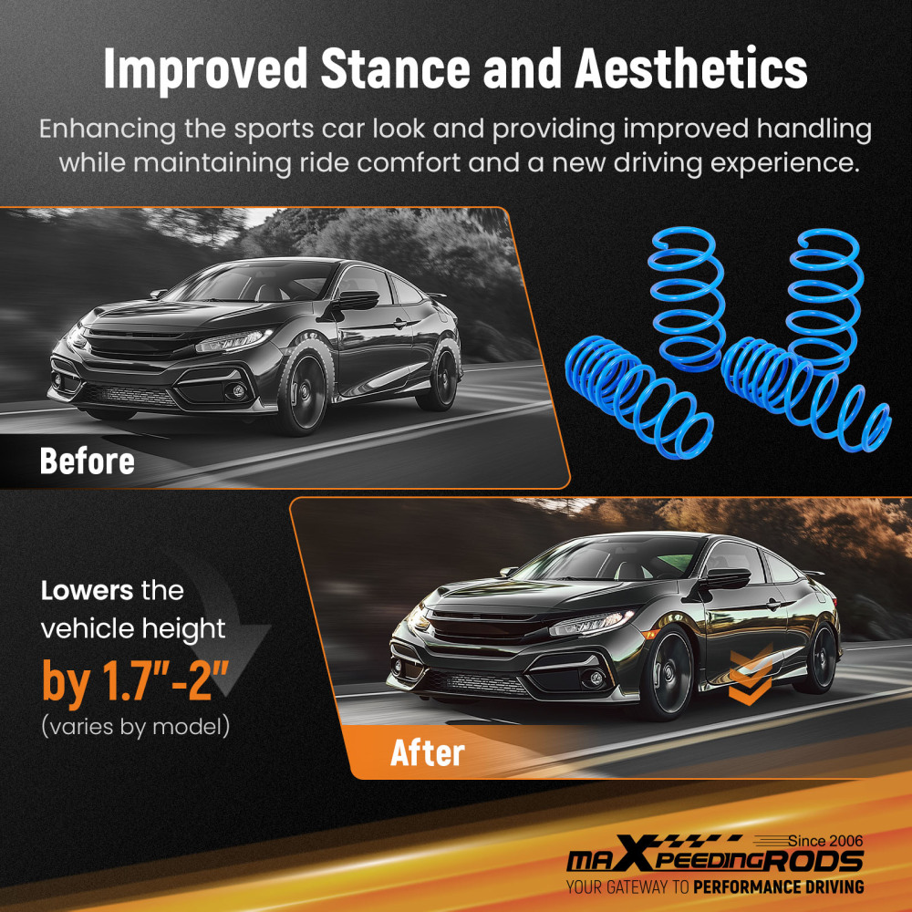 35mm Lowering Springs compatible for Ford Fiesta Mk6 2002-2011 1.25 1.3 1.4 1.6